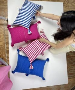 Archive New York Antigua Lumbar Pillow - Blue Stripe