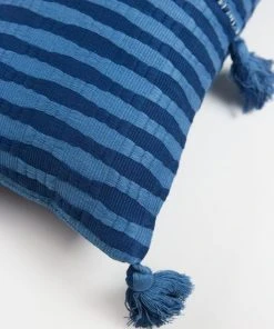 Archive New York Home Goods Antigua Lumbar Pillow - Natural Indigo Striped
