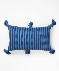 Archive New York Home Goods Antigua Lumbar Pillow - Natural Indigo Striped