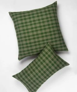 Archive New York Chiapas Plaid Lumbar Pillow - Forest Green