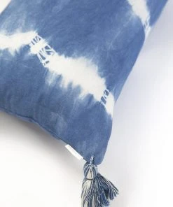Archive New York Indigo Striped Shibori Lumbar Pillow Cover