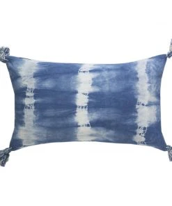 Archive New York Indigo Striped Shibori Lumbar Pillow Cover