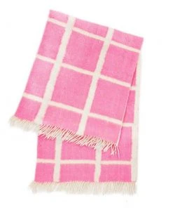 Archive New York Momos Grid Blanket / Rug - Natural White + Neon Pink