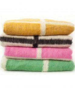 Archive New York Home Goods Momos Grid Blanket / Rug - Natural White + Gold