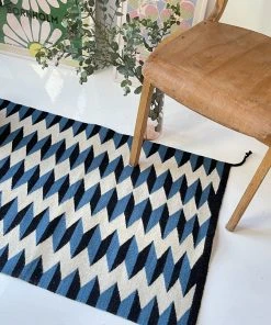 Archive New York Home Goods Teo Wool Rug - Blue + Black