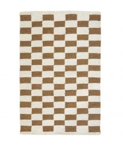 Archive New York Home Goods Zapotec Checkered Wool Rug - Umber + Ivory