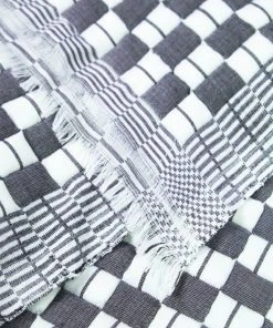 Archive New York Quilted Suzani Throw Blanket - Soft Black + White Home Goods