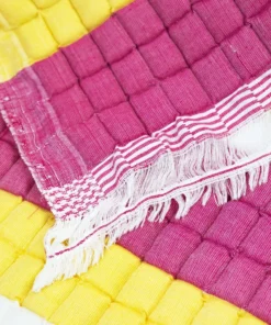 Archive New York Quilted Suzani Throw Blanket - Yellow + Pink Stripe 3 Archive New York Quilted Suzani Throw Blanket - Yellow + Pink Stripe