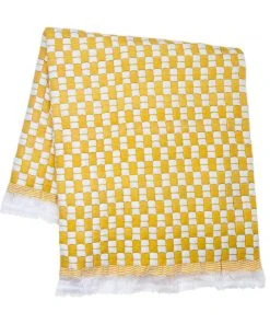 Archive New York Home Goods Quilted Suzani Throw Blanket - Yellow + White