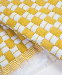 Archive New York Home Goods Quilted Suzani Throw Blanket - Yellow + White