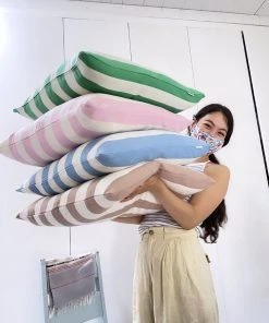 Archive New York Santiago Cabana Stripe Throw Pillow - Tan Home Goods