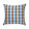 Archive New York Handcrafted Santiago Grid Throw Pillow - Blue + Umber