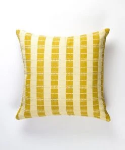 Archive New York Santiago Grid Throw Pillow - Butter Yellow