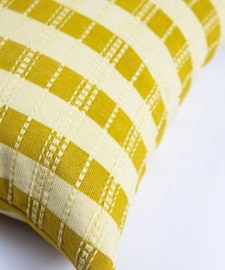 Archive New York Santiago Grid Throw Pillow - Butter Yellow
