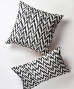 Archive New York Toto Ikat Throw Pillow - Black + White Handcrafted