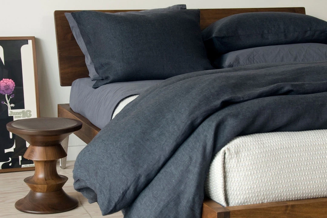 Area Home Emile Linen Duvet Cover - Charcoal 1 Area Home Emile Linen Duvet Cover - Charcoal