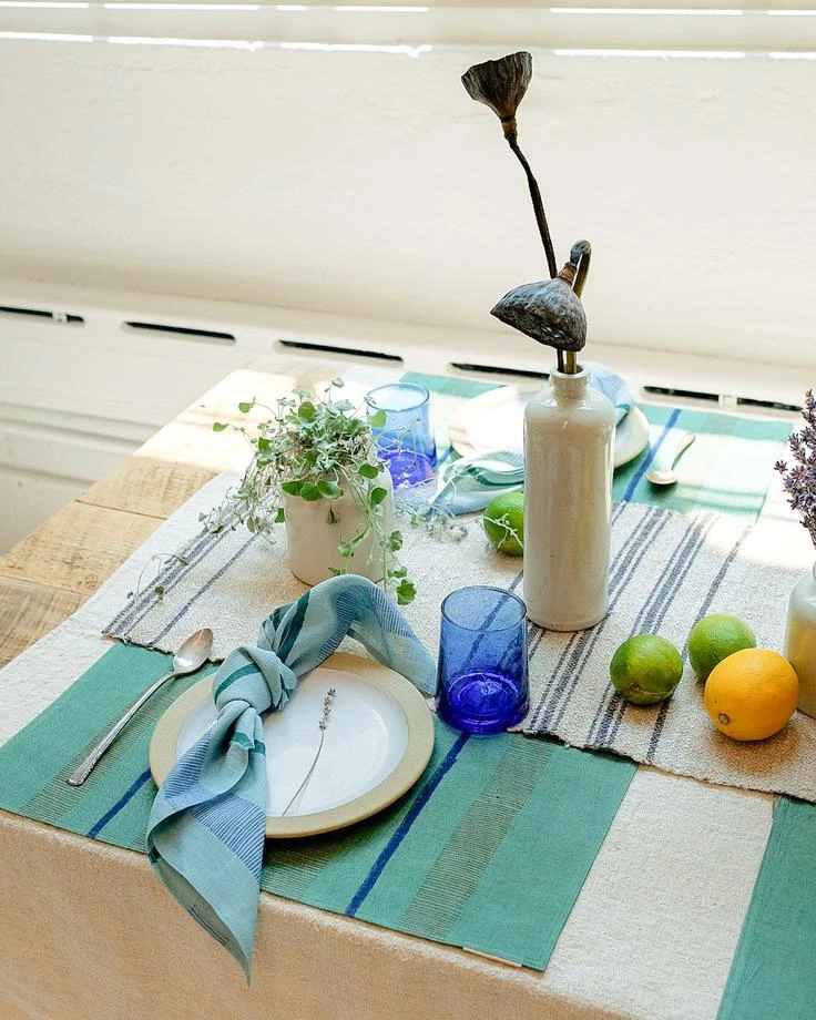 Soil To Studio Arundhati Linen Placemats - Tiffany Blue Kitchen + Dining 3 Soil To Studio Arundhati Linen Placemats - Tiffany Blue Kitchen + Dining