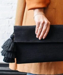 August Sage Ande Tassel Clutch - Classic Black