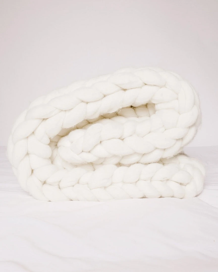 August Sage Chunky Wool Throw Blanket August Sage Chunky Wool Throw Blanket