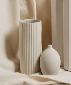 August Sage Home Goods Emilia Fluted Vase - Crema