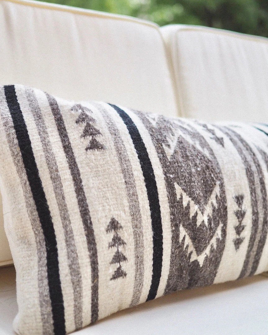 August Sage Mariposa Gris Wool Lumbar Pillow August Sage Mariposa Gris Wool Lumbar Pillow