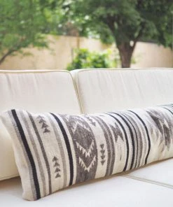 August Sage Mariposa Gris Wool Lumbar Pillow