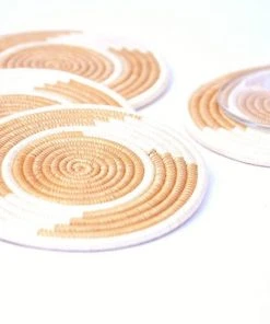 Azizi Life Woven Coaster Set - Tea + Natural White