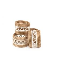 Azizi Life Woven Napkin Ring Set - Zig Zag Kitchen + Dining