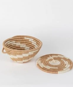 Azizi Life Woven Pot Basket With Lid Home Goods