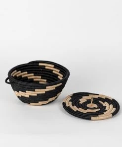 Azizi Life Woven Pot Basket With Lid Home Goods