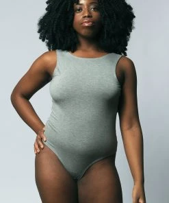 Mary Young Backless Bamboo Thong Bodysuit Underwear + Bras