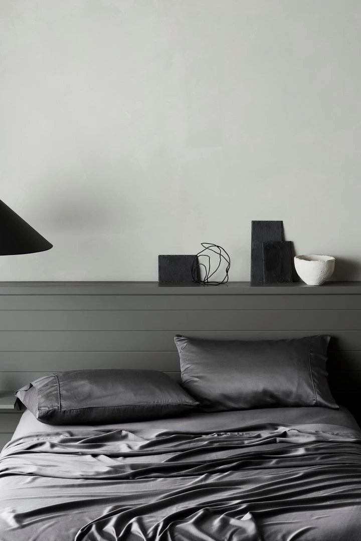 Ettitude Home Goods Bamboo Sateen Flat Sheet - Slate 2 Ettitude Home Goods Bamboo Sateen Flat Sheet - Slate