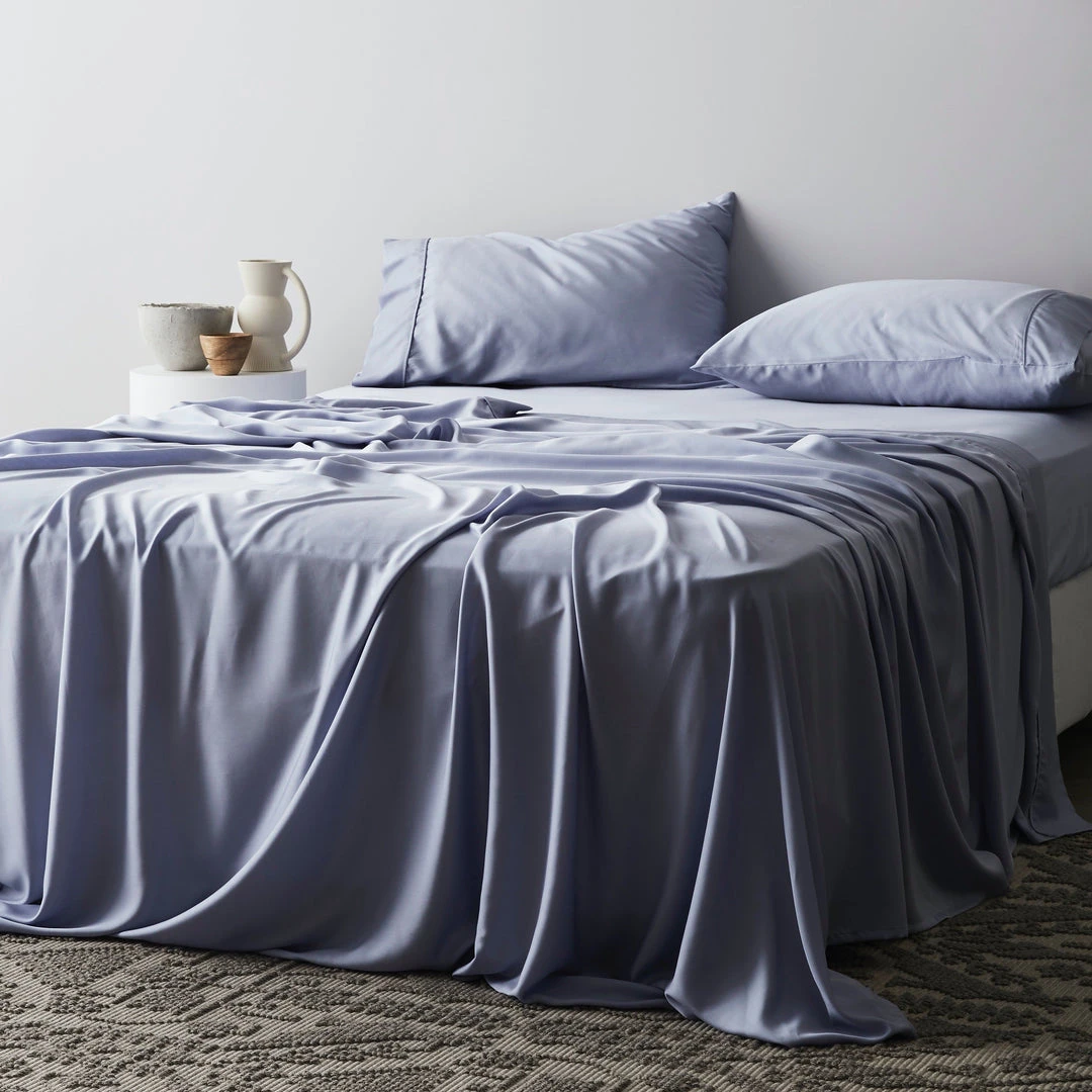 Ettitude Bamboo Sateen Fitted Sheet - Sky Home Goods 2 Ettitude Bamboo Sateen Fitted Sheet - Sky Home Goods