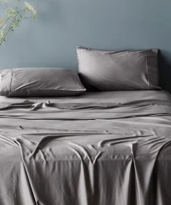 Ettitude Sustainable Materials Bamboo Sateen Plus Flat Sheet - Fog
