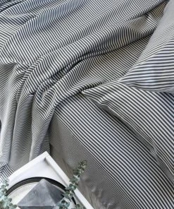 Ettitude Bamboo Sateen Sheet Set - Slate Stripes
