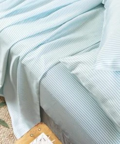 Ettitude Sustainable Materials Bamboo Sateen Sheet Set - Starlight Blue Stripes