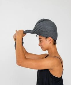 Ettitude Bamboo Waffle Hair Towel - Slate