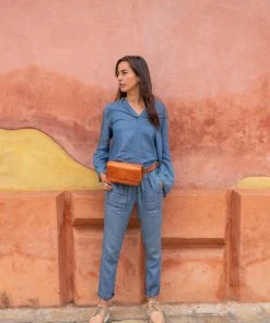 Purse & Clutch Leather Belt Bag - Russet Brown