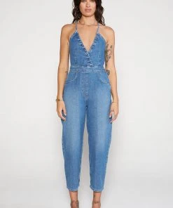 ÉTICA New Arrivals Birdie Halter Jumpsuit - River Rock