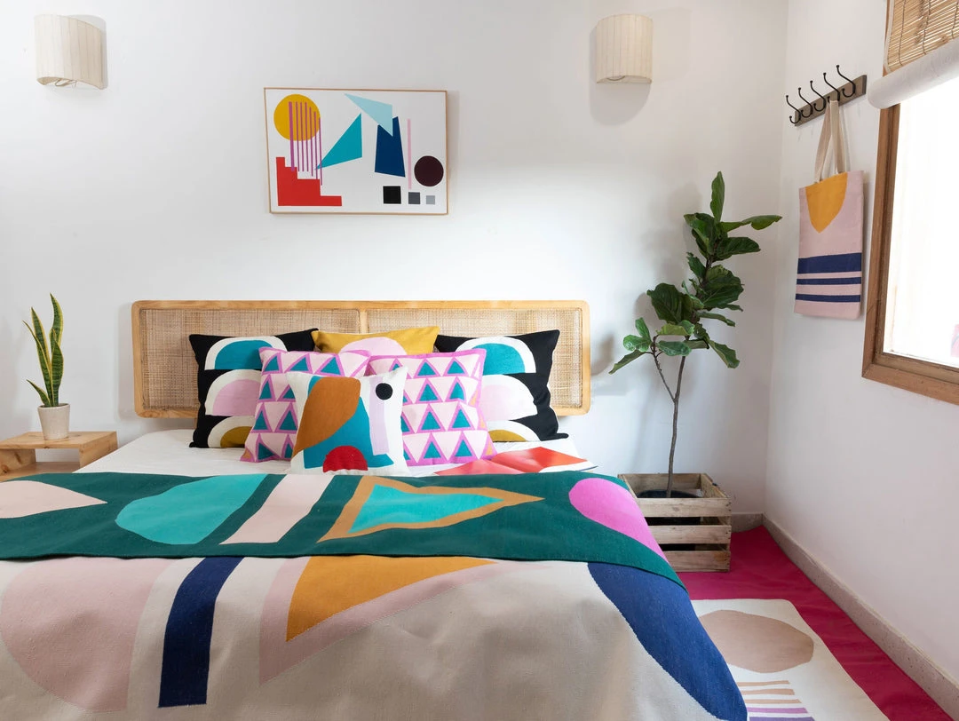 Leah Singh Home Goods Blah Blah Shapes Wool Throw Pillow Cover 3 Leah Singh Home Goods Blah Blah Shapes Wool Throw Pillow Cover