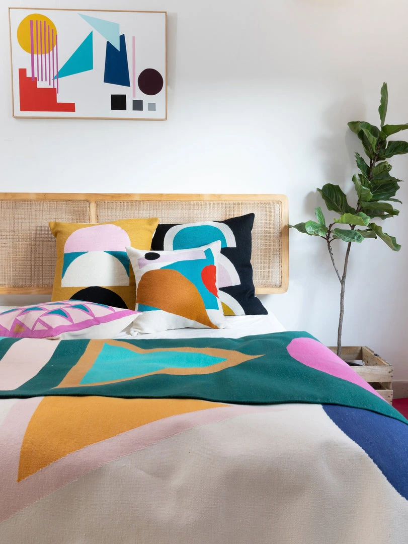 Leah Singh Home Goods Blah Blah Shapes Wool Throw Pillow Cover 4 Leah Singh Home Goods Blah Blah Shapes Wool Throw Pillow Cover