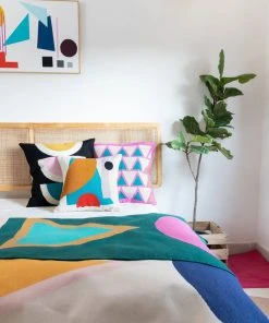 Leah Singh Home Goods Blah Blah Shapes Wool Throw Pillow Cover