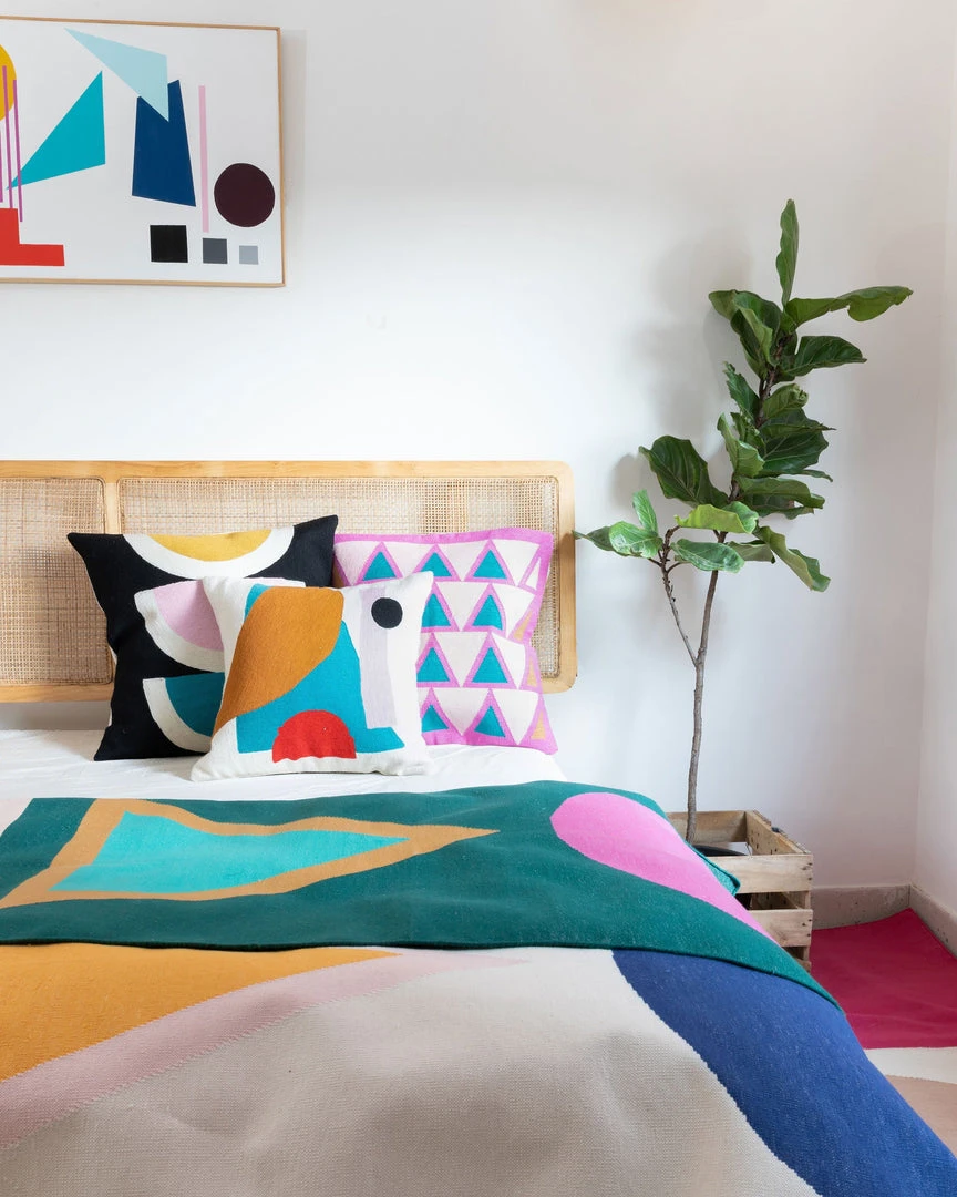 Leah Singh Home Goods Blah Blah Shapes Wool Throw Pillow Cover 2 Leah Singh Home Goods Blah Blah Shapes Wool Throw Pillow Cover