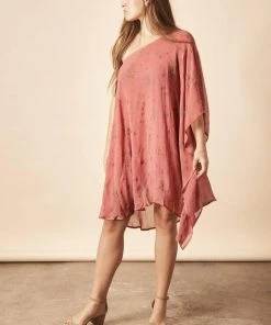 Symbology Blooming Floral One Shoulder Dress In Coral + Gold Best Sellers