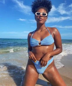 BOLD Swim Allium Textured Bikini Set - Blue