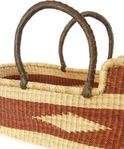 Swahili African Modern Brown Diamond Moses Bassinet Basket Home Goods