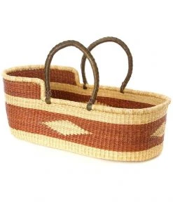 Swahili African Modern Brown Diamond Moses Bassinet Basket Home Goods