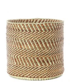 Swahili African Modern Brown And Natural Maila Milulu Reed Baskets