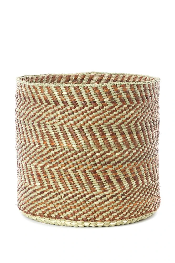 Swahili African Modern Brown And Natural Maila Milulu Reed Baskets 2 Swahili African Modern Brown And Natural Maila Milulu Reed Baskets