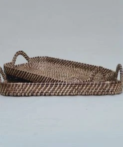 Amara Brown + Natural Rattan Rectangle Tray New Arrivals